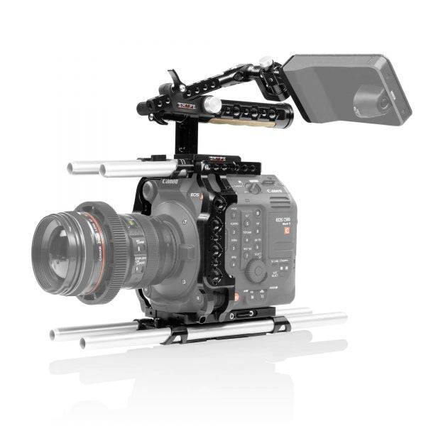SHAPE Cage caméra Canon C500 MKII/C300 MKIII, Poignée supérieure, Système de blocage tubes et Fixation EVF