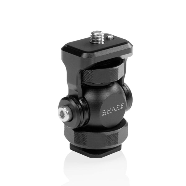 Friction swivel and tilt monitor light, microphone mount cold shoe base