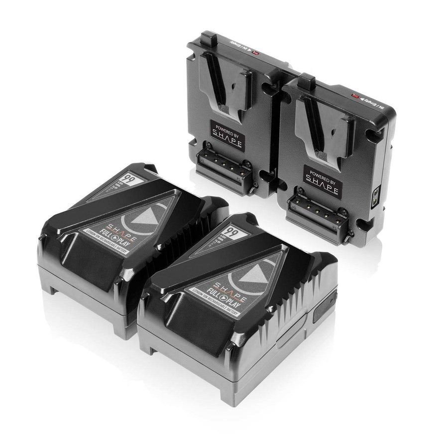 2X Mini V-mount 99Wh Batteries + Dual V-Mount Hot Swap Plate 01_SHAPE_Full_Play_Mini_Batteries_99_Wh_with_Dual_V-Mount_Hot_Swap_Mini_Battery_Plate