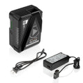 One FULL PLAY14.8 V 98 WH rechargeable lithium-ion V-mount battery with FULL PLAY portable d-tap travel battery charger 01_SHAPE_Full_Play_Rechargeable_Battery_98_Wh_V-Mount_with_SHAPE_Full_Play_Portable_D-Tap_Battery_Charger