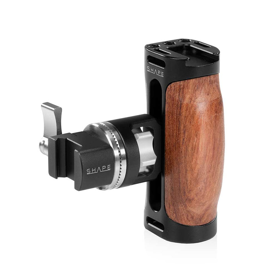 Universal Pivoting Side Wooden Handgrip NATO Clamp with ARRI Rosette 01_SHAPE_Universal_Wooden_Pivoting_Side_Handgrip_NATO_Clamp_with_ARRI_Rosette