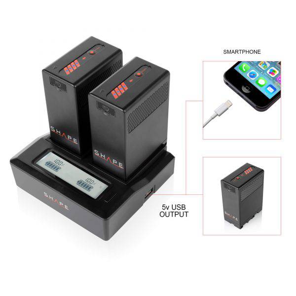 BP-U65 lithium-ion two batteries with dual LCD charger 02_SHAPE_Sony_BP-U65_Batteries_with_Dual_LCD_Charger