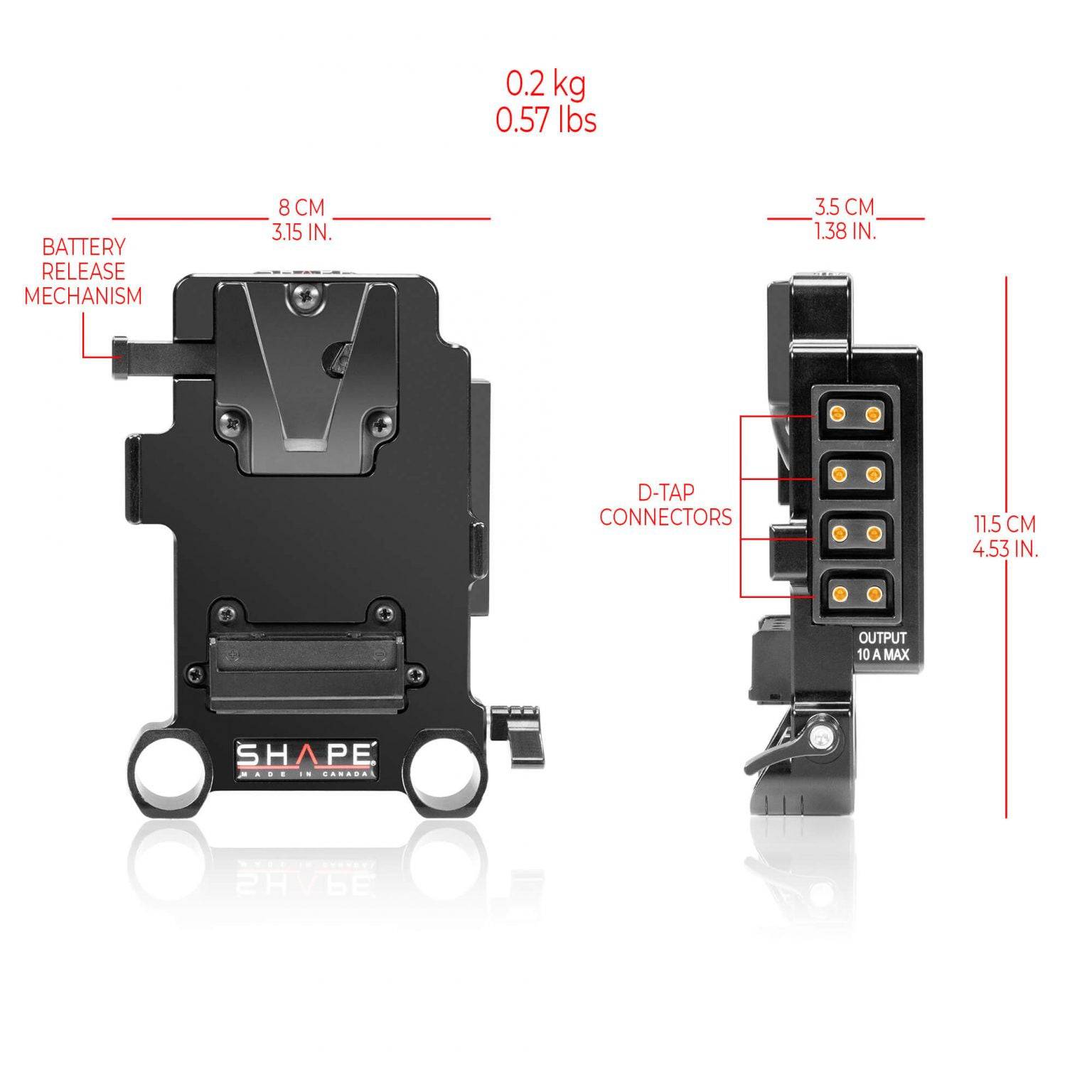 Multi D-Tap V-Mount Plate 15mm LWS ROD MOUNT 03_SHAPE_Multi_D-Tap_V-Mount_Plate_15_mm_LWS_Rod_Bloc