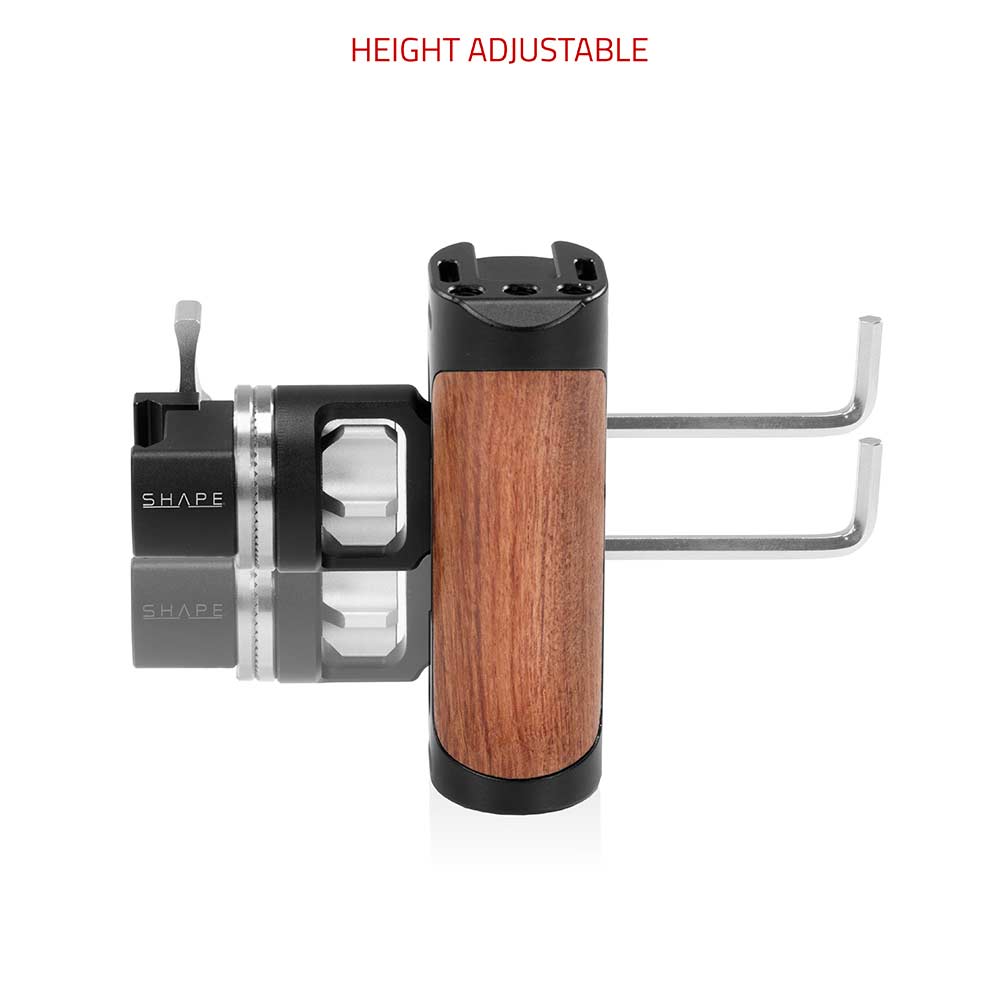 Universal Pivoting Side Wooden Handgrip NATO Clamp with ARRI Rosette 04_SHAPE_Universal_Wooden_Pivoting_Side_Handgrip_NATO_Clamp_with_ARRI_Rosette