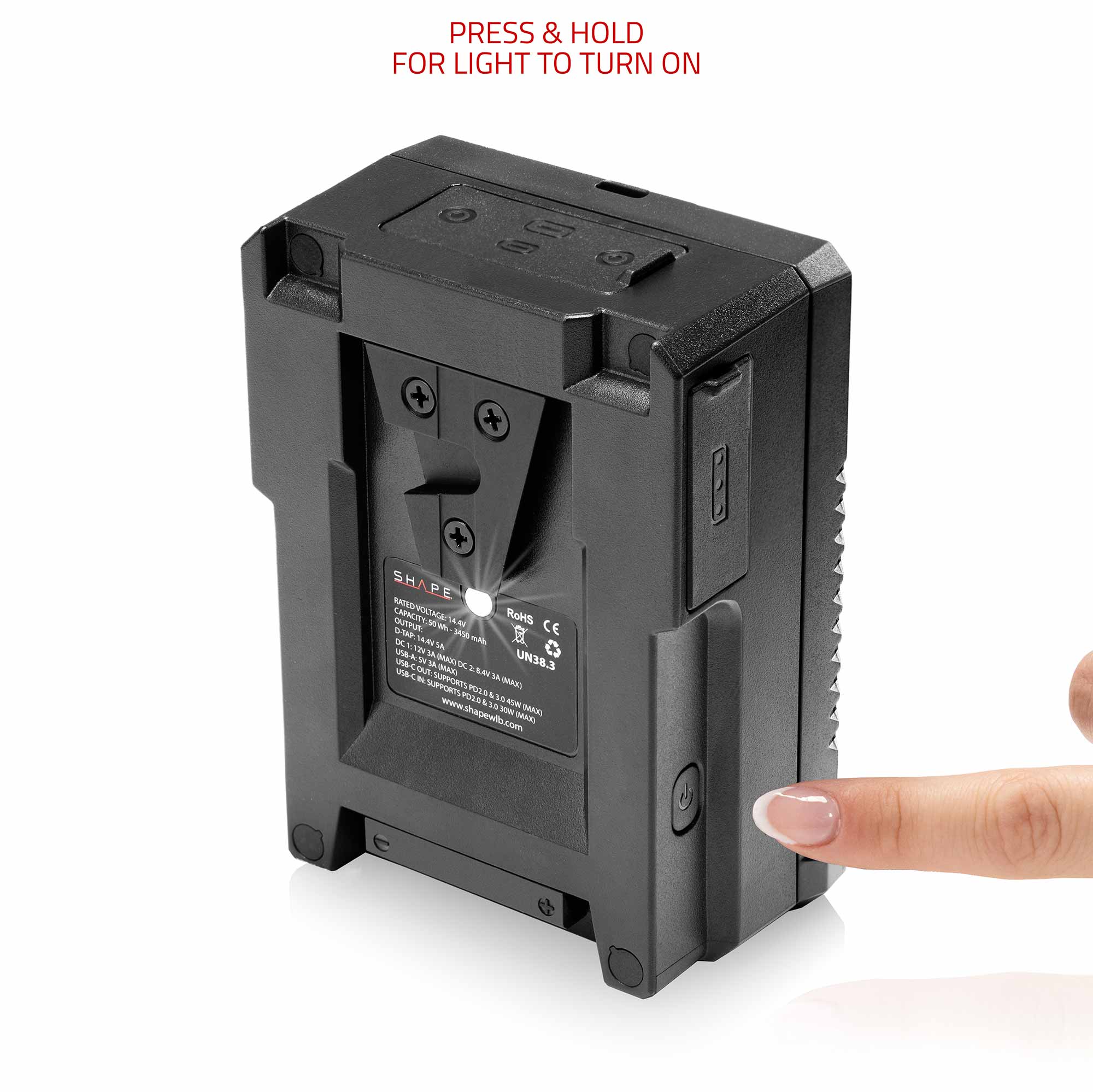 Fast Charger Kit USB-C with 2x Mini V-Mount 50Wh Batteries 06_SHAPE_Fast_Charger_Kit_USB-C_with_2x_50Wh_Mini_V-Mount_Batteries