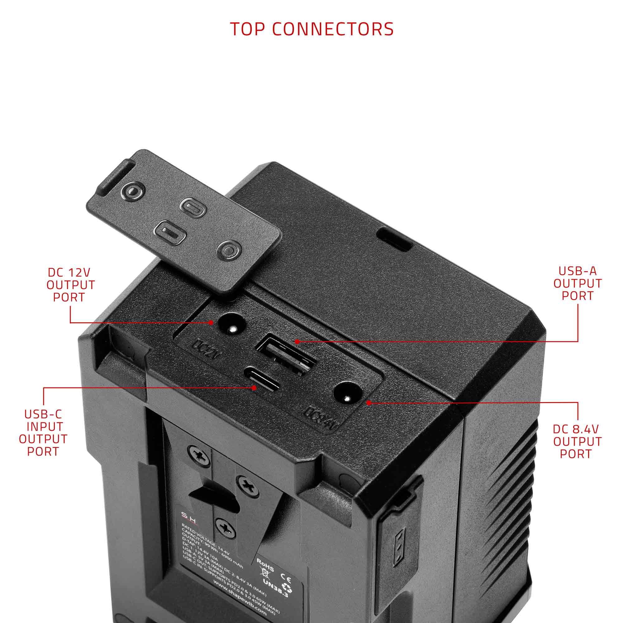 Mini 99 Wh V-Mount battery USB-C Input/Output 06_SHAPE_Mini_99Wh_V-Mount_battery_USB-C_Input_Output