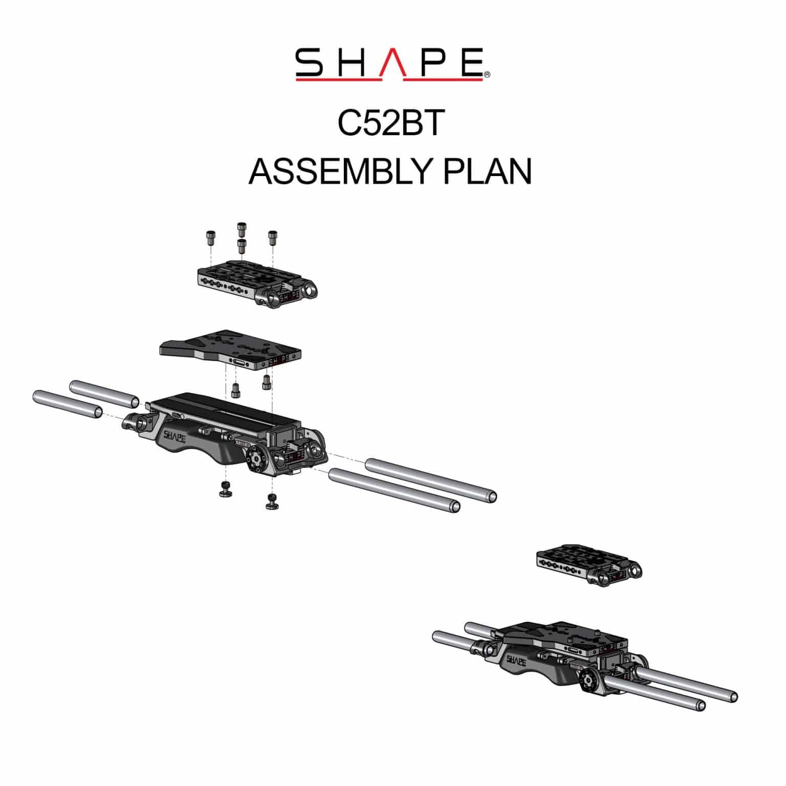 Canon C500 Mark II, C300 Mark III top plate, baseplate with handle 10_SHAPE_Canon_C500_MKII_C300_MKIII_Top_Plate__Baseplate_and_Handle