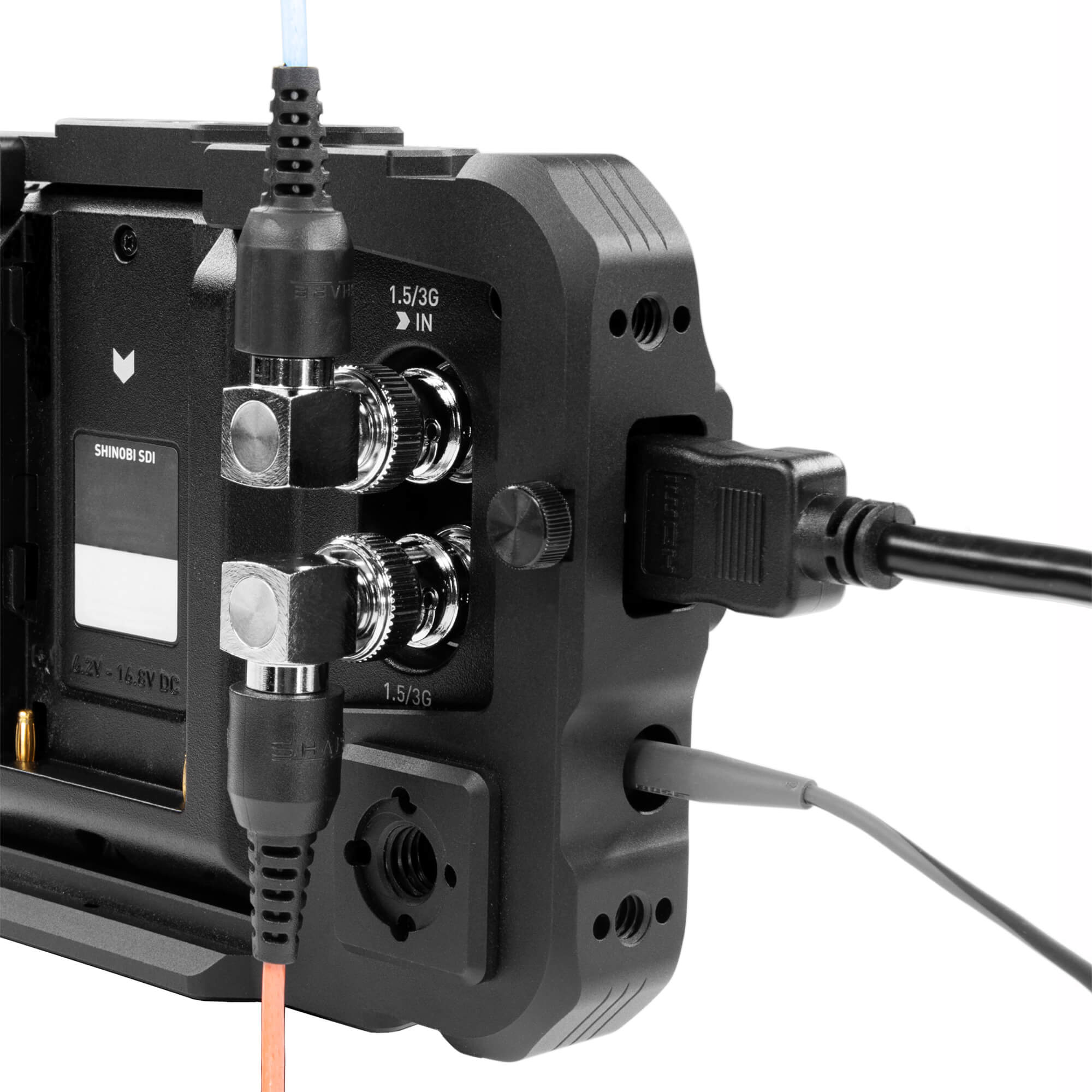 Atomos Shinobi monitor with 15 mm LWS swivel rod clamp 12_SHAPE_Monitor_Cage_with_Swivel_Rod_Clamp_for_Atomos_Shinobi