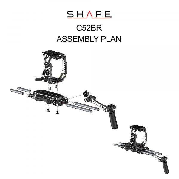 Canon C500 Mark II, C300 Mark III camera cage, baseplate with handle 14_SHAPE_Canon_C500_MKII_C300_MKIII_Camera_Bundle_Rig