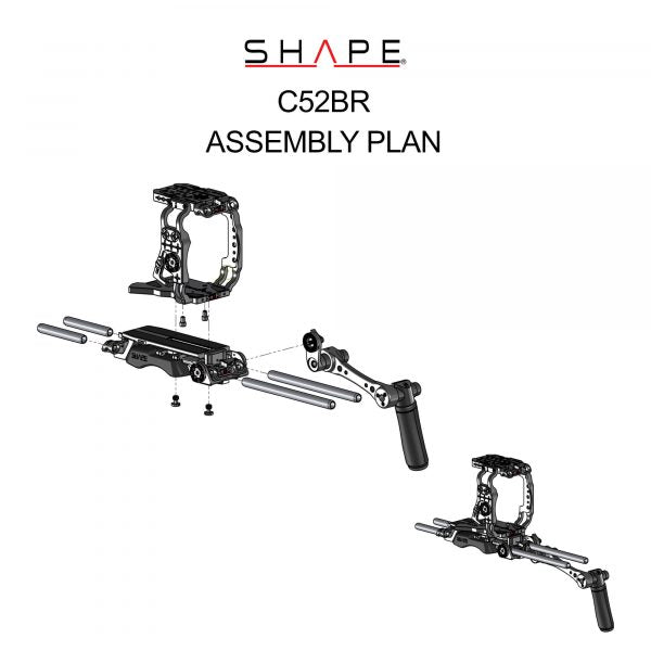 Canon C500 Mark II, C300 Mark III camera cage, baseplate with handle 15_SHAPE_Canon_C500_MKII_C300_MKIII_Camera_Bundle_Rig