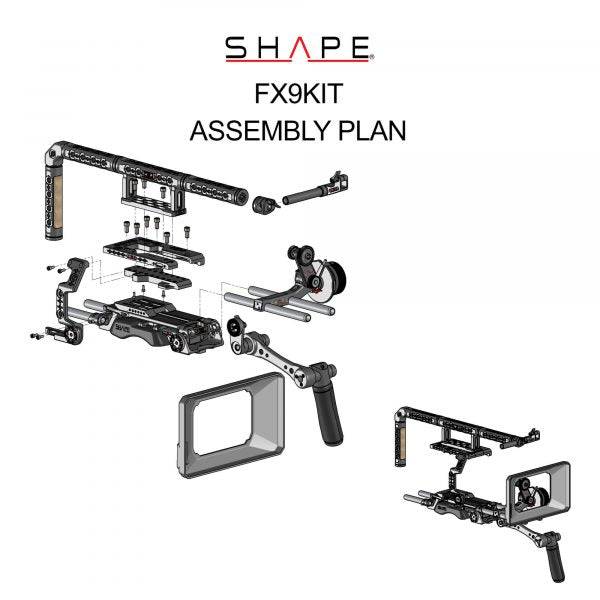 Sony FX9 baseplate, cage, top handle, long VF, 4x5.6 matte box, follow focus pro 29_SHAPE_Sony_FX9_Camera_Bundle_Rig_Kit